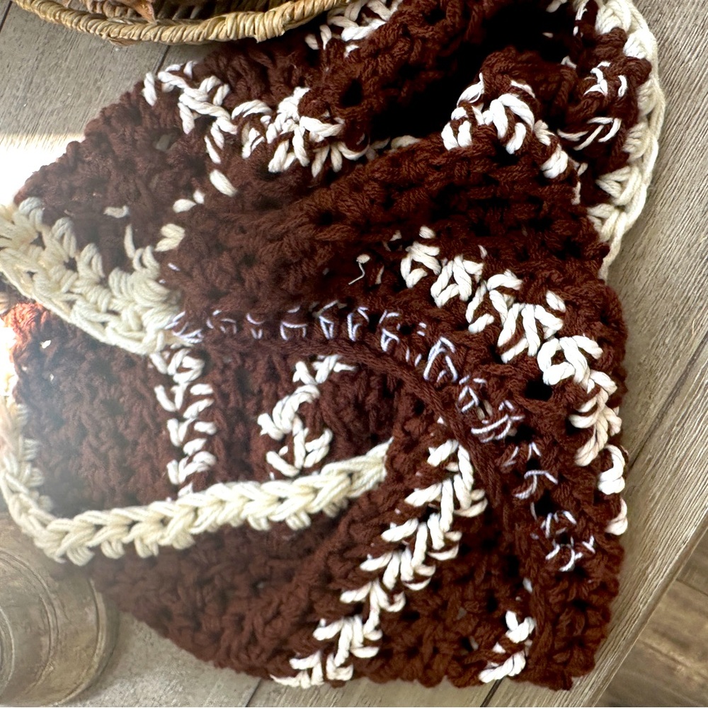 Coffee & crochet! I handmade  this crochet infinity scarf.